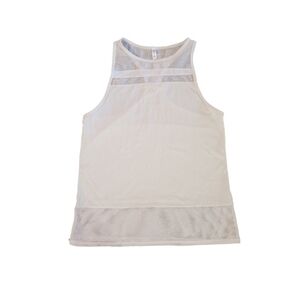 Fabletics Women's White Mesh Detail Training Workout Tank Top Medium‎
